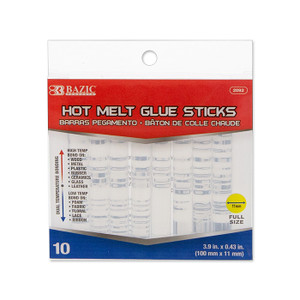 BAZIC 3.9" x 0.43" Dual Temp. Full Size Hot Melt Glue Sticks (10/Box) BAZIC 3.9" x 0.43" Dual Temp. Full Size Hot Melt Glue Sticks (10/Box)