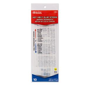 BAZIC 7.87" x 0.27" Dual Temp. Mini Hot Melt Glue Sticks (10/Box) BAZIC 7.87" x 0.27" Dual Temp. Mini Hot Melt Glue Sticks (10/Box)