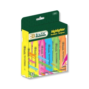BAZIC Desk Style Fluorescent Highlighter (12/Box), 12 units per case