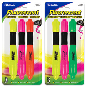 BAZIC Desk Style Fluorescent Highlighter w/ Cushion Grip (3/Pack) BAZIC Desk Style Fluorescent Highlighter w/ Cushion Grip (3/Pack)