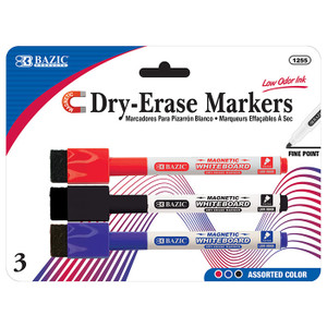 BAZIC Assorted Colors Magnetic Dry-Erase Markers (3/Pack) BAZIC Assorted Colors Magnetic Dry-Erase Markers (3/Pack)