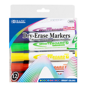 BAZIC Bright Colors Chisel Tip Dry-Erase Markers (12/Box) BAZIC Bright Colors Chisel Tip Dry-Erase Markers (12/Box)