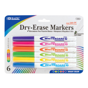 BAZIC Bright Colors Fine Tip Dry-Erase Markers (6/Pack) BAZIC Bright Colors Fine Tip Dry-Erase Markers (6/Pack)