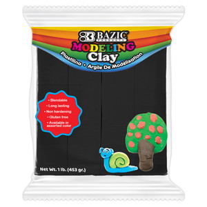 BAZIC 1 lb Black Modeling Clay, 24 units per case