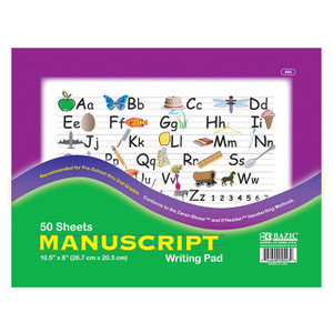BAZIC 50 Ct. 10.5" X 8" Manuscript Writing Pad BAZIC 50 Ct. 10.5" X 8" Manuscript Writing Pad