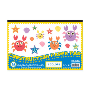 BAZIC 64 Ct. 6" X 9" Mini Construction Paper Pad, 48 units per case