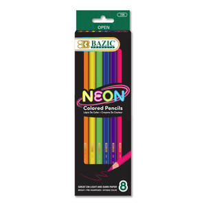BAZIC 8 Neon Colored Pencils, 24 units per case