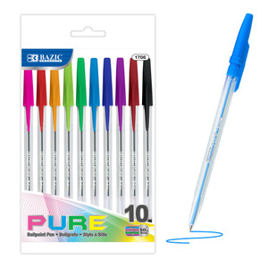 BAZIC 10 Pure Neon Color Stick Pen, 24 units per case