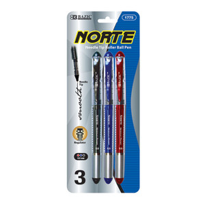 BAZIC Norte Asst. Color Needle-Tip Rollerball Pen (3/Pack) BAZIC Norte Asst. Color Needle-Tip Rollerball Pen (3/Pack)