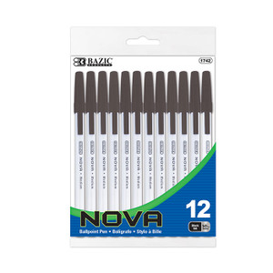 BAZIC Nova Black Color Stick Pen (12/Pack) BAZIC Nova Black Color Stick Pen (12/Pack)
