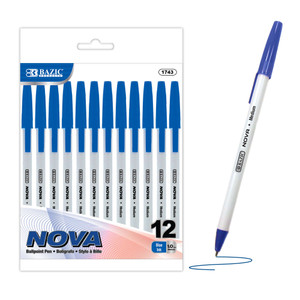 BAZIC Nova Blue Color Stick Pen (12/Pack), 24 units per case