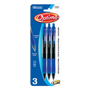 BAZIC Optima Blue Oil-Gel Ink Retractable Pen w/ Grip (3/Pack) BAZIC Optima Blue Oil-Gel Ink Retractable Pen w/ Grip (3/Pack)