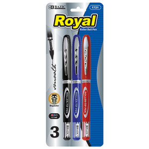 BAZIC Royal Assorted Color Rollerball Pen (3/Pack) BAZIC Royal Assorted Color Rollerball Pen (3/Pack)