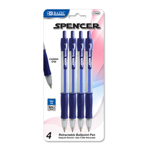 BAZIC Spencer Blue Retractable Pen w/ Cushion Grip (4/Pack) BAZIC Spencer Blue Retractable Pen w/ Cushion Grip (4/Pack)