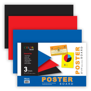 BAZIC 22" X 14" Asst. Color Poster Board (3/Pack), 48 units per case BAZIC 22" X 14" Asst. Color Poster Board (3/Pack), 48 units per case