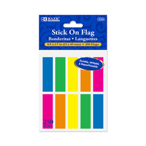 BAZIC 25 Ct. 0.5" X 1.7" Neon Color Coding Flags (10/Pack) BAZIC 25 Ct. 0.5" X 1.7" Neon Color Coding Flags (10/Pack)