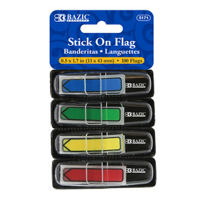 BAZIC 25 Ct. 0.5" x 1.7" Neon Color Printed Arrow Flags w/ Dispenser (4/Pack) BAZIC 25 Ct. 0.5" x 1.7" Neon Color Printed Arrow Flags w/ Dispenser (4/Pack)