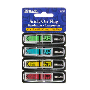 BAZIC 25 Ct. 0.5" x 1.7" Neon Color Printed Sign Here Flags w/ Dispenser (4/Pack) BAZIC 25 Ct. 0.5" x 1.7" Neon Color Printed Sign Here Flags w/ Dispenser (4/Pack)
