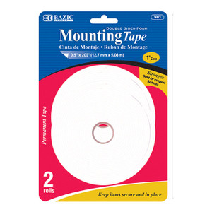 BAZIC 0.5" X 200" Double Sided Foam Mounting Tape (2/Pack) BAZIC 0.5" X 200" Double Sided Foam Mounting Tape (2/Pack)