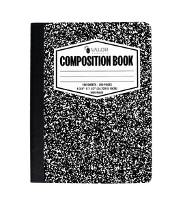 Composition Notebook Wide Ruled 100 Sheets Valor Brand Black Marble Premium Quality with Hard Cover 9.75"x7.5" Front Cover Composition Notebook Wide Ruled 100 Sheets Valor Brand Black Marble Premium Quality with Hard Cover 9.75"x7.5" Front Cover