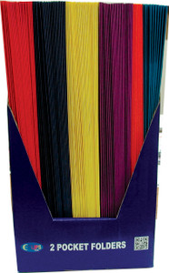 8.5" x 11" 2 Pocket Assorted Color Folders with 3 Holes, In Display, 100 units per case 8.5" x 11" 2 Pocket Assorted Color Folders with 3 Holes, In Display, 100 units per case