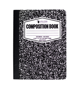Composition Notebook Quad Ruled 100 Sheets Valor Brand Black Marble Premium Quality with Hard Cover 9.75"x7.5" Front Cover Composition Notebook Quad Ruled 100 Sheets Valor Brand Black Marble Premium Quality with Hard Cover 9.75"x7.5" Front Cover