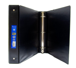 1.5" 3-Ring Binders - 2 Inside Pockets Black 1.5" 3-Ring Binders - 2 Inside Pockets Black