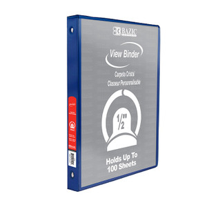 BAZIC 1/2" Blue 3-Ring View Binder w/ 2-Pockets BAZIC 1/2" Blue 3-Ring View Binder w/ 2-Pockets