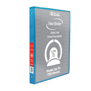BAZIC 1/2" Cyan 3-Ring View Binder w/ 2-Pockets BAZIC 1/2" Cyan 3-Ring View Binder w/ 2-Pockets