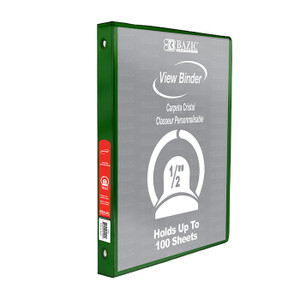 BAZIC 1/2" Green 3-Ring View Binder w/ 2-Pockets BAZIC 1/2" Green 3-Ring View Binder w/ 2-Pockets