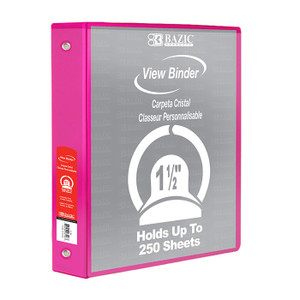 BAZIC 1.5" Fuchsia 3-Ring View Binder w/ 2-Pockets