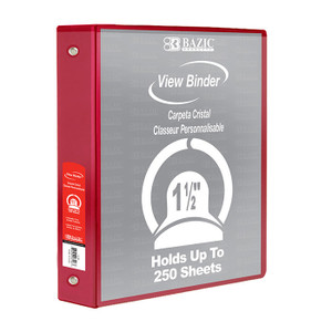 BAZIC 1.5" Red 3-Ring View Binder w/ 2-Pockets BAZIC 1.5" Red 3-Ring View Binder w/ 2-Pockets