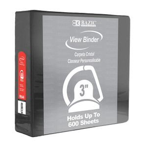 BAZIC 3" Black Slant-D Ring View Binder w/ 2-Pockets BAZIC 3" Black Slant-D Ring View Binder w/ 2-Pockets