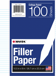 KAISA 100 SHEETS COLLEGE RULED FILLER PAPER KAISA 100 SHEETS COLLEGE RULED FILLER PAPER