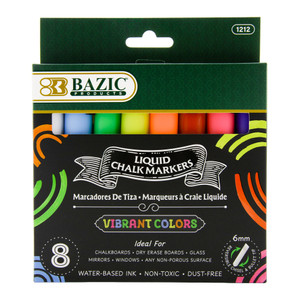 BAZIC Liquid Chalk Markers (8/Pack), 12 units per case