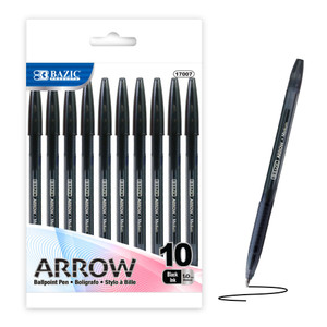 BAZIC Arrow Black Stick Pen (10/Pack), 24 units per case