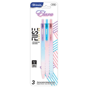 BAZIC Elara FUSE Tech Ink Retractable Pen (3/Pack), 24 units per case