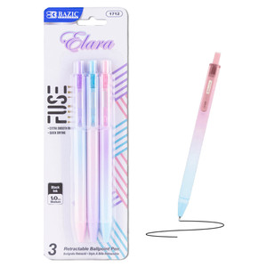 BAZIC Elara FUSE Tech Ink Retractable Pen (3/Pack), 24 units per case