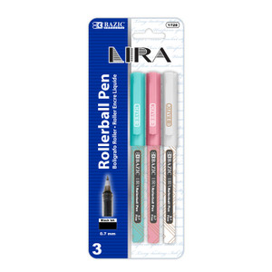 BAZIC Lira Black Rollerball Pen (3/Pack), 24 units per case BAZIC Lira Black Rollerball Pen (3/Pack), 24 units per case
