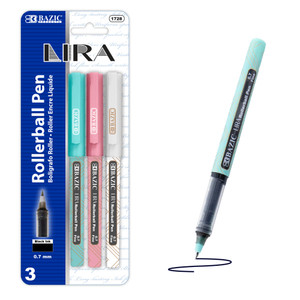 BAZIC Lira Black Rollerball Pen (3/Pack), 24 units per case