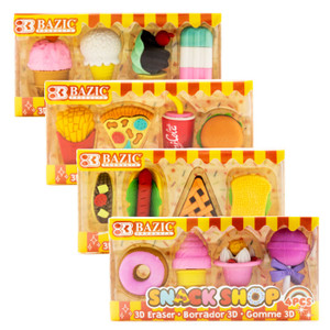 BAZIC Snack Shop 3D Eraser Sets, 24 units per case BAZIC Snack Shop 3D Eraser Sets, 24 units per case