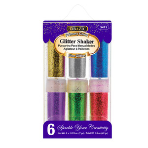 BAZIC 0.25 oz (7g) 6 Primary Color Glitter Shaker, 24 units per case