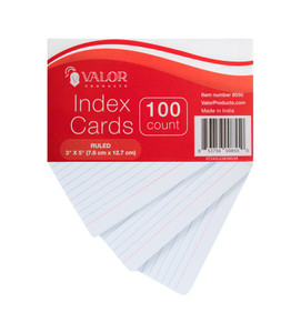 Valor Products 3"x5" Ruled Index Cards 100CT, 48 units per case Valor Products 3"x5" Ruled Index Cards 100CT, 48 units per case