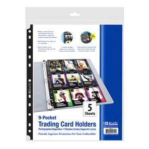 BAZIC 9-Pocket Side-Loading Trading Card Holders - Double-Sided, 5-Pack for Collectible Card Storage and Protection, 24 units per case