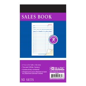 BAZIC 50 Sets 3 11/32" x 5 5/8" 2-Part Carbonless General Purpose Sales Book BAZIC 50 Sets 3 11/32" x 5 5/8" 2-Part Carbonless General Purpose Sales Book