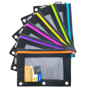 BAZIC Noir Neon 3-Ring Pencil Pouch w/ Mesh Window, 24 units per case BAZIC Noir Neon 3-Ring Pencil Pouch w/ Mesh Window, 24 units per case