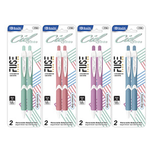 BAZIC Ciel Serena FUSE Tech Ink Retractable Pen w/ Rubberized Barrel (2/Pack), 24 units per case