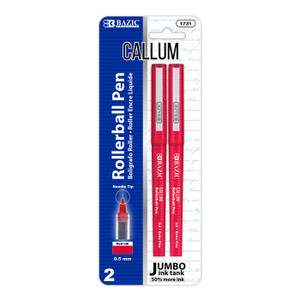 BAZIC Callum Red Jumbo Ink Tank Needle-Tip Rollerball Pen (2/Pack), 24 units per case BAZIC Callum Red Jumbo Ink Tank Needle-Tip Rollerball Pen (2/Pack), 24 units per case