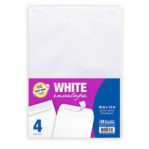 BAZIC 10" x 13" Self-Seal White Envelope (4/Pack), 48 units per case BAZIC 10" x 13" Self-Seal White Envelope (4/Pack), 48 units per case
