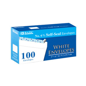 BAZIC #6 3/4 Self-Seal White Envelopes (100/Pack) #8204, 24 units per case BAZIC #6 3/4 Self-Seal White Envelopes (100/Pack) #8204, 24 units per case